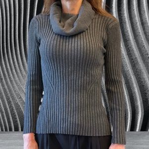 Cowl Neck Sweater, gray, soft, stretchy for multi size fit, w/ sunscreen, Sz S